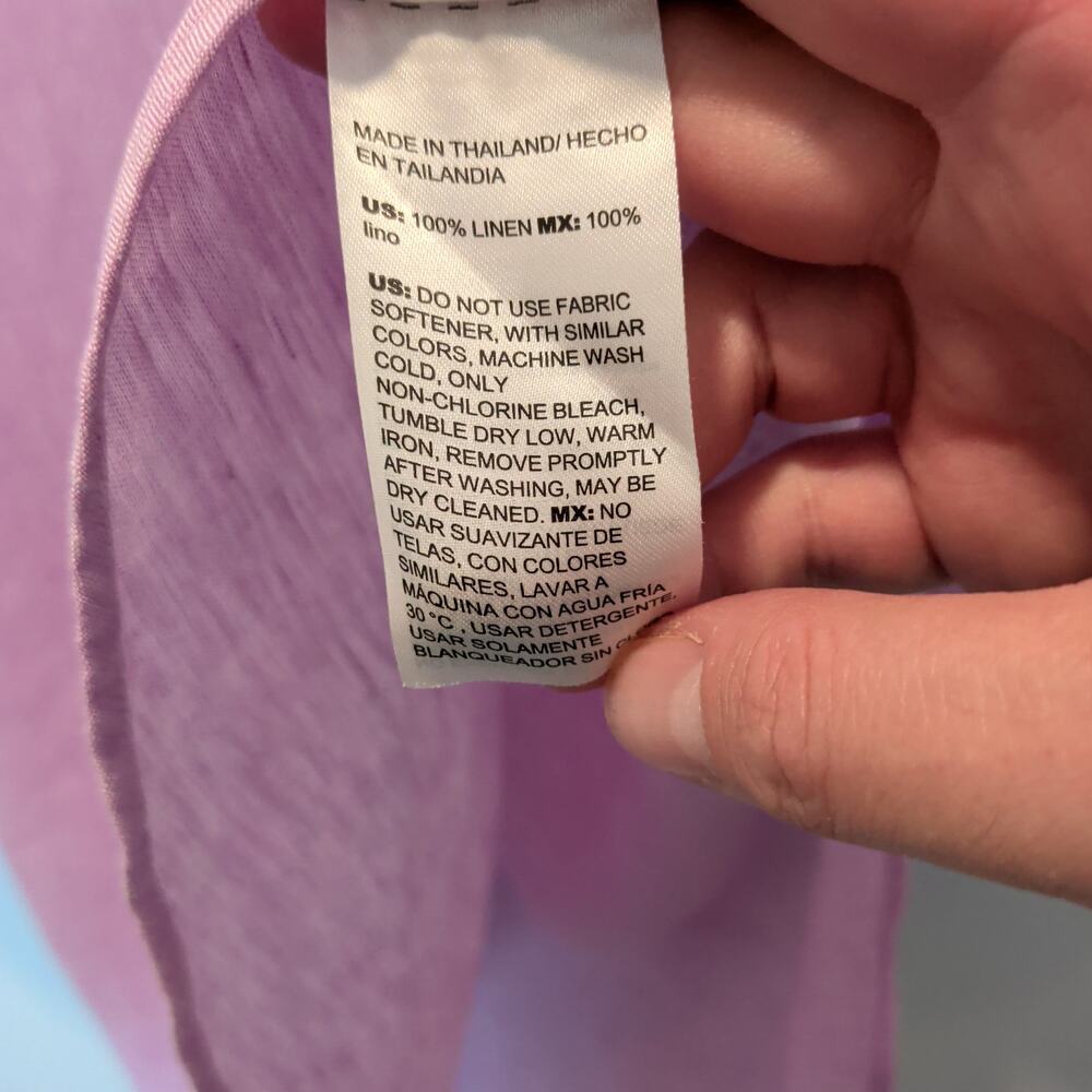 Chicos Sz 2 (US 12) Purple 100% Linen Popover Tunic V Neckline Lagenlook - Picture 6 of 6